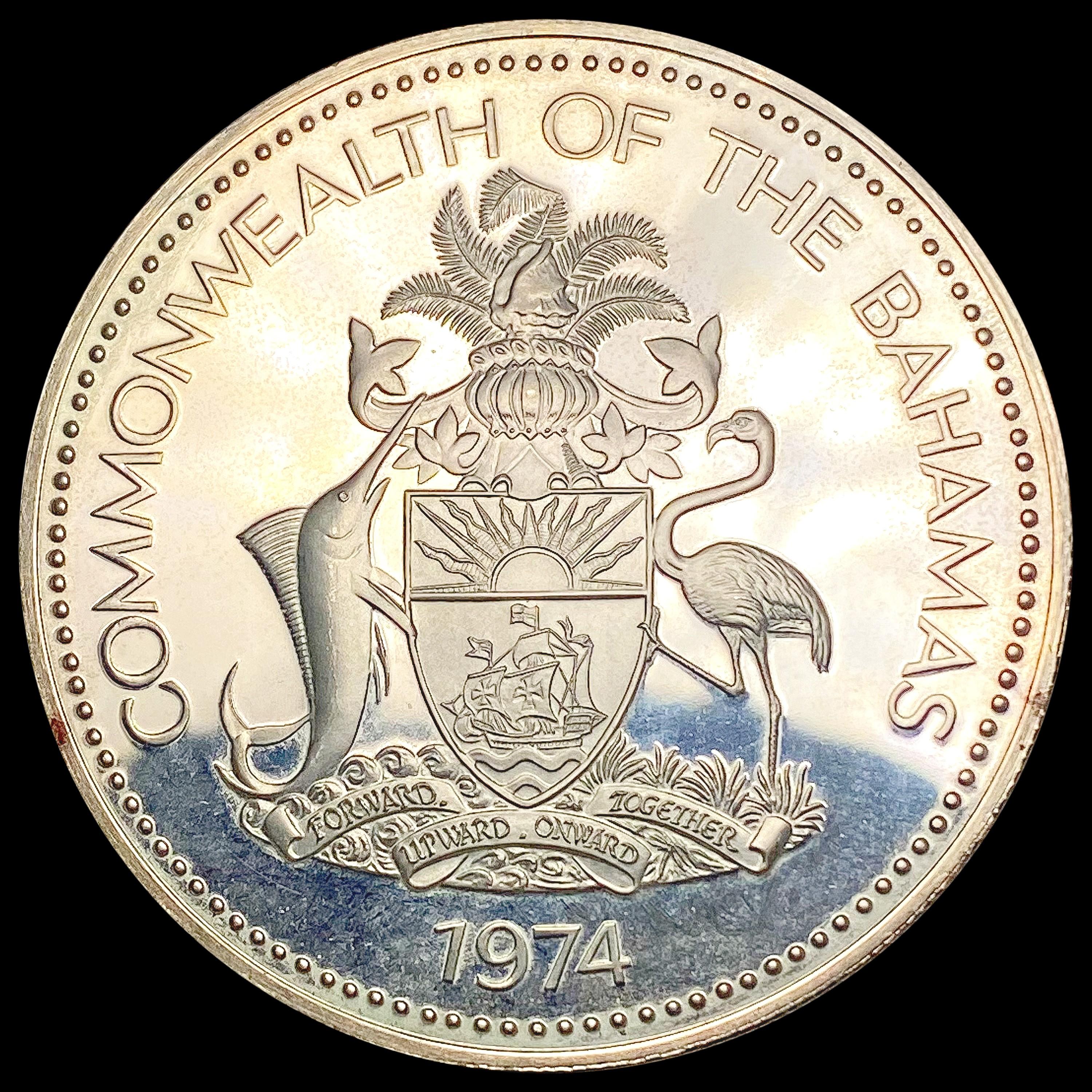 1974 Bahamas Silver $5 GEM PROOF