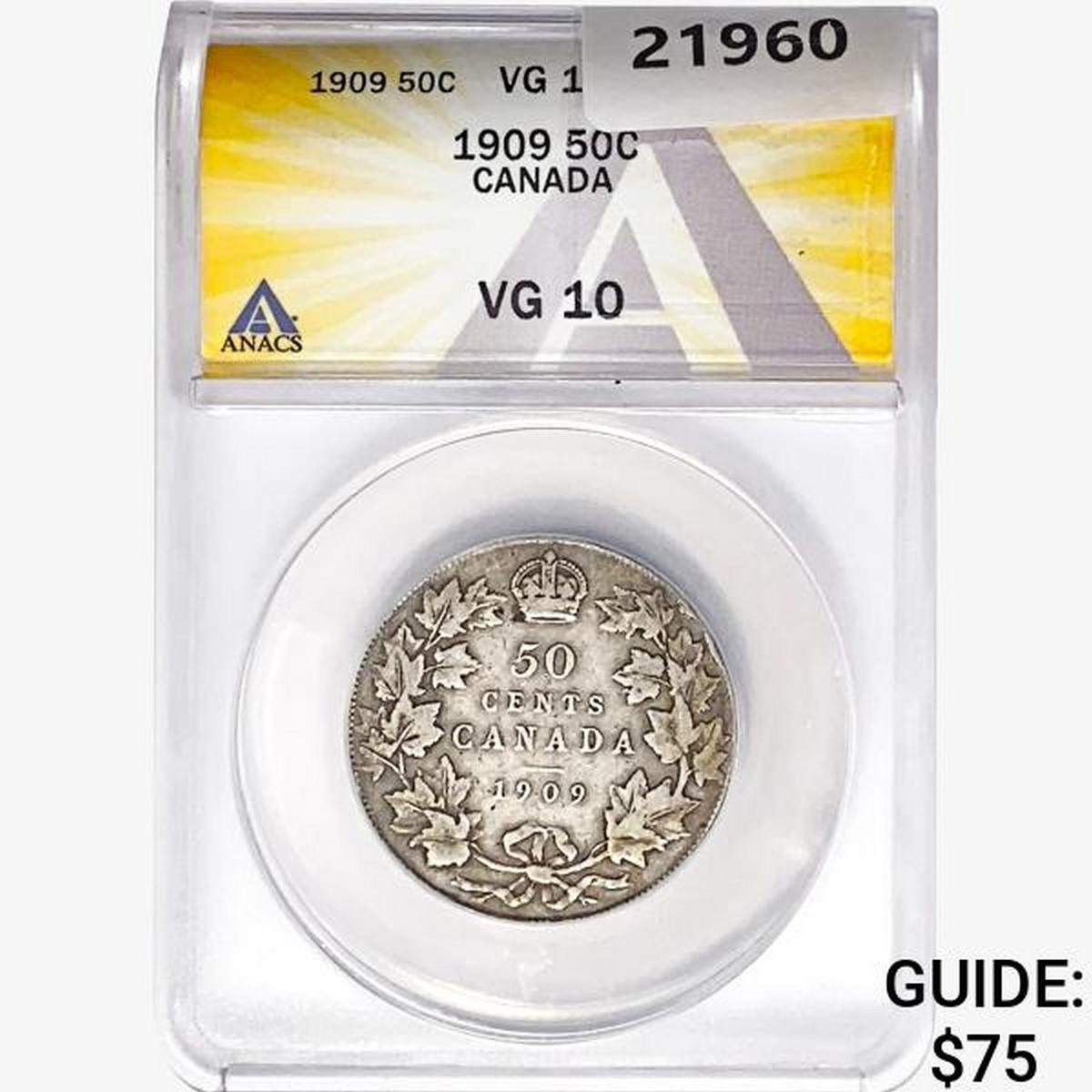 1909 Canada Half Dollar ANACS VG10