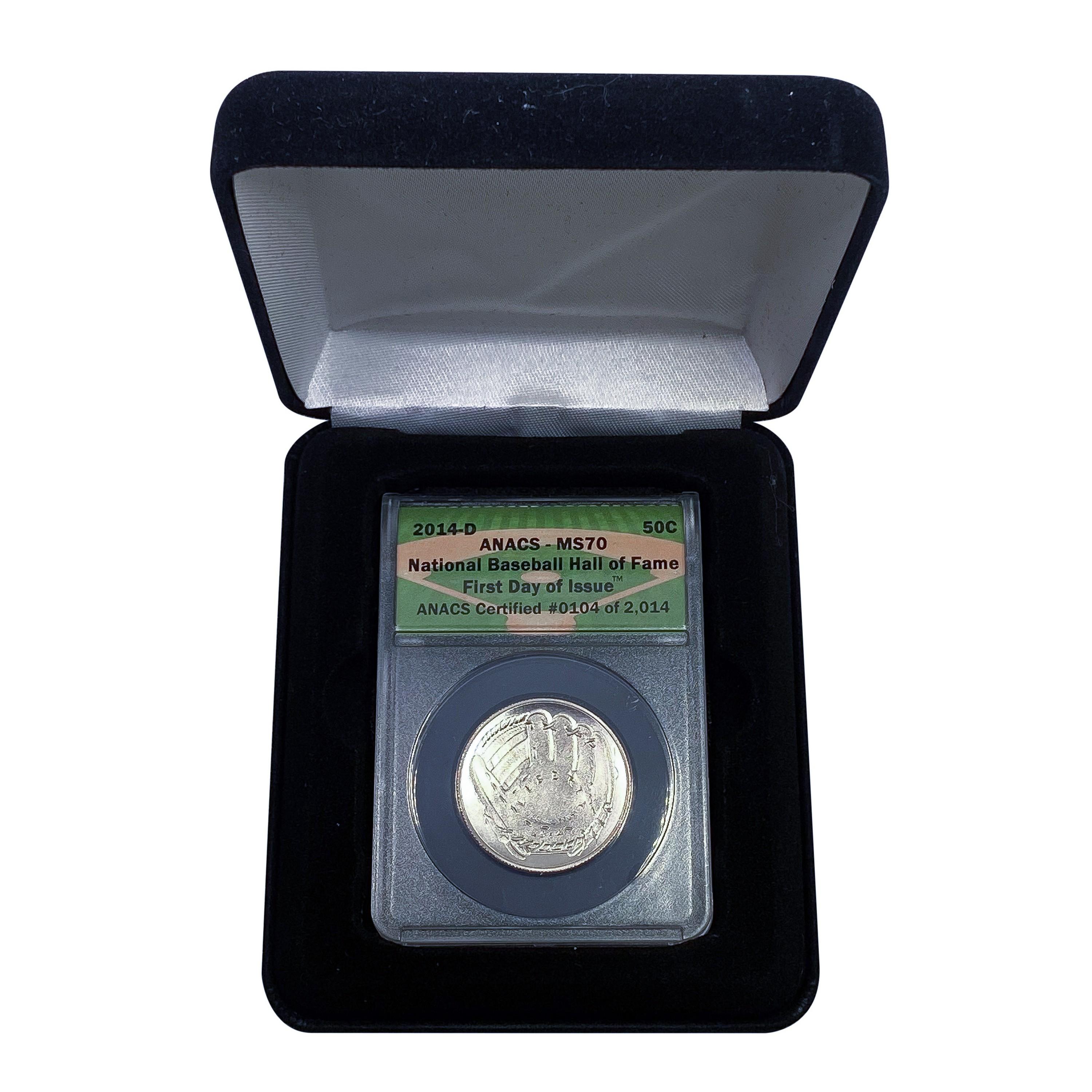 2014-D Baseball HOF 1st Day of Issue 50C Coin ANAC