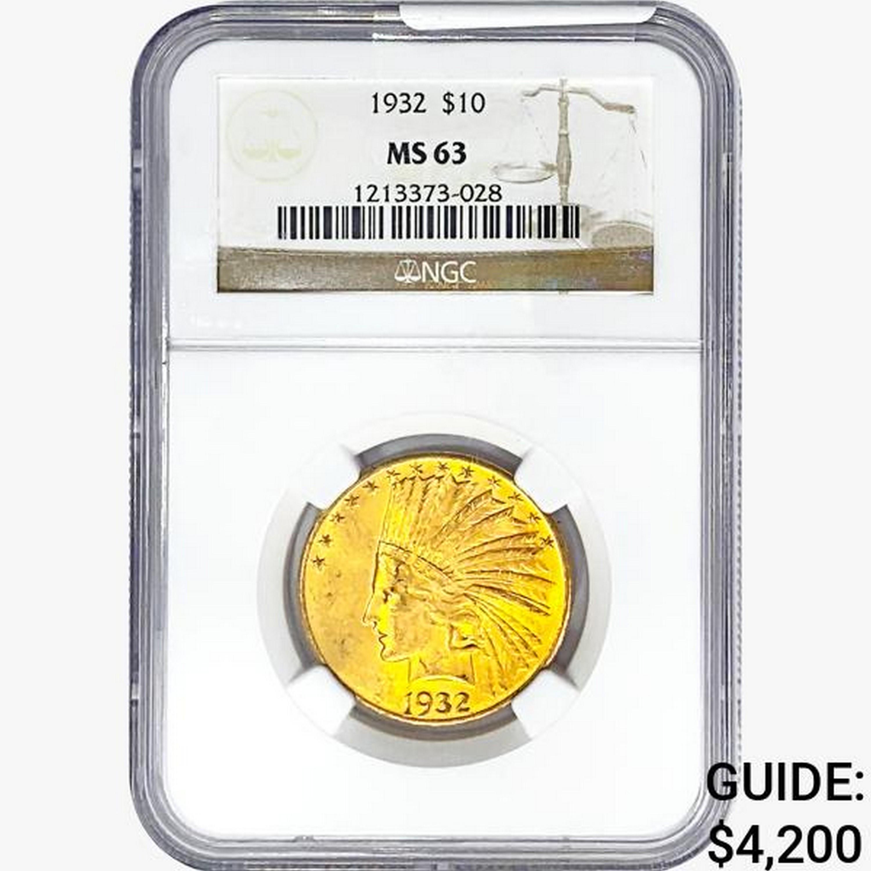 1932 $10 Gold Eagle NGC MS63