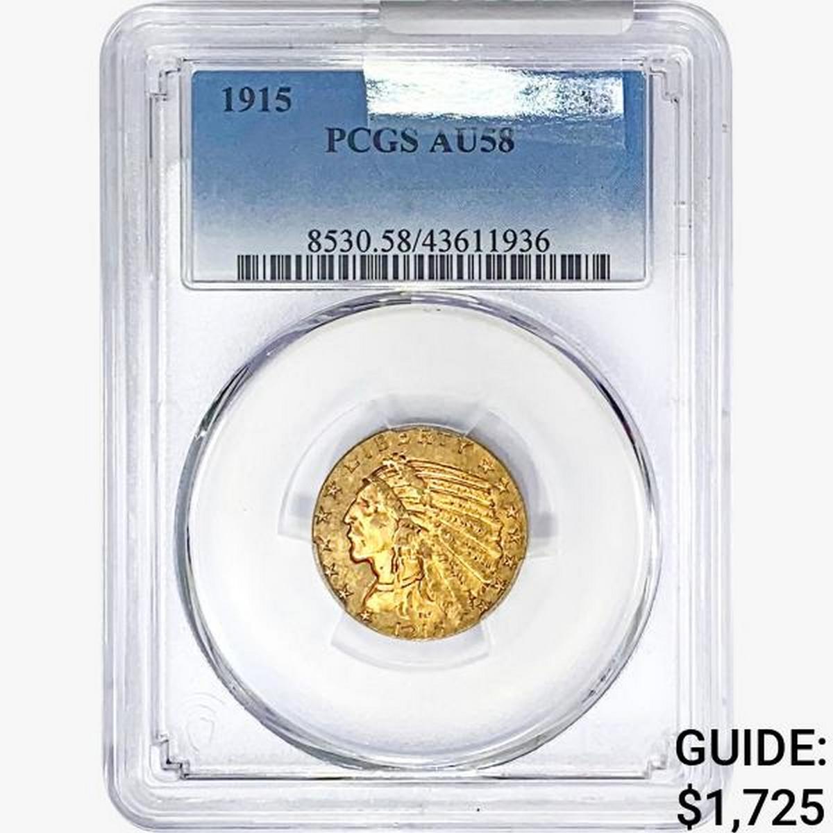 1915 $5 Gold Half Eagle PCGS AU58