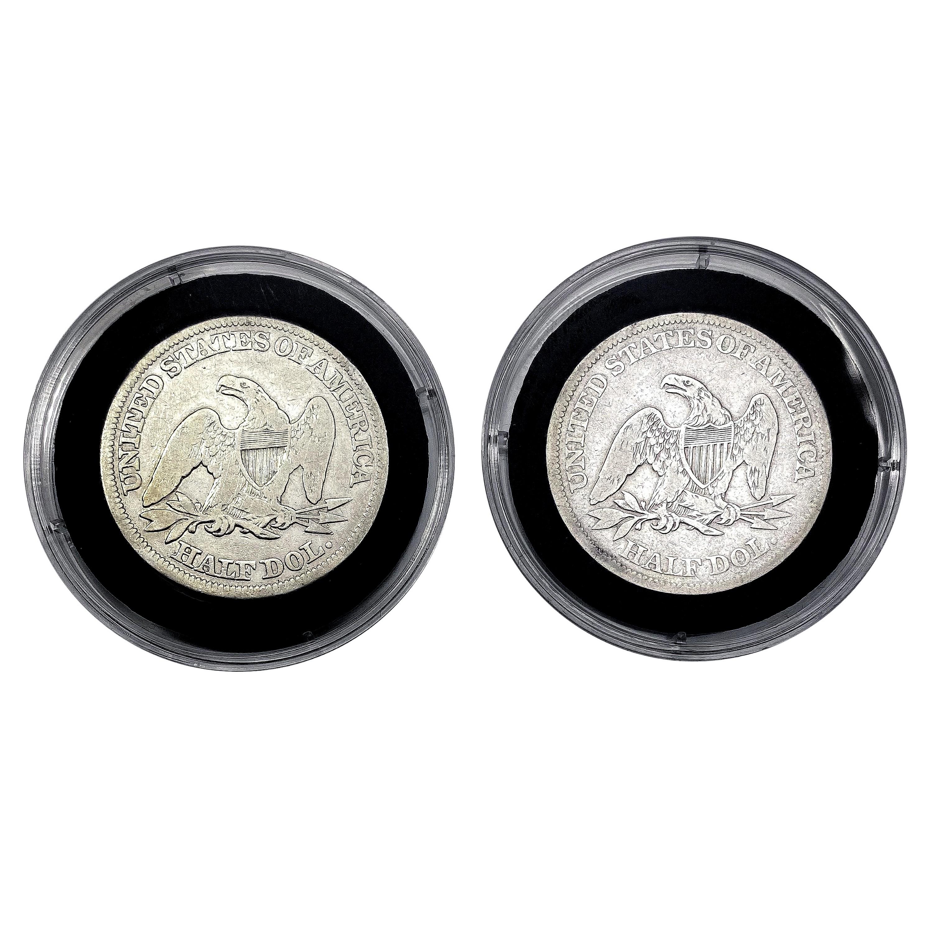 1858, 1861 Pair of Seated Liberty Half Dollars [2