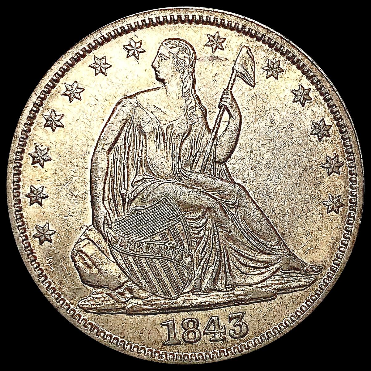 1843 Seated Liberty Half Dollar CLOSELY UNCIRCULAT