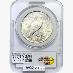 1923 Silver Peace Dollar NAC MS67