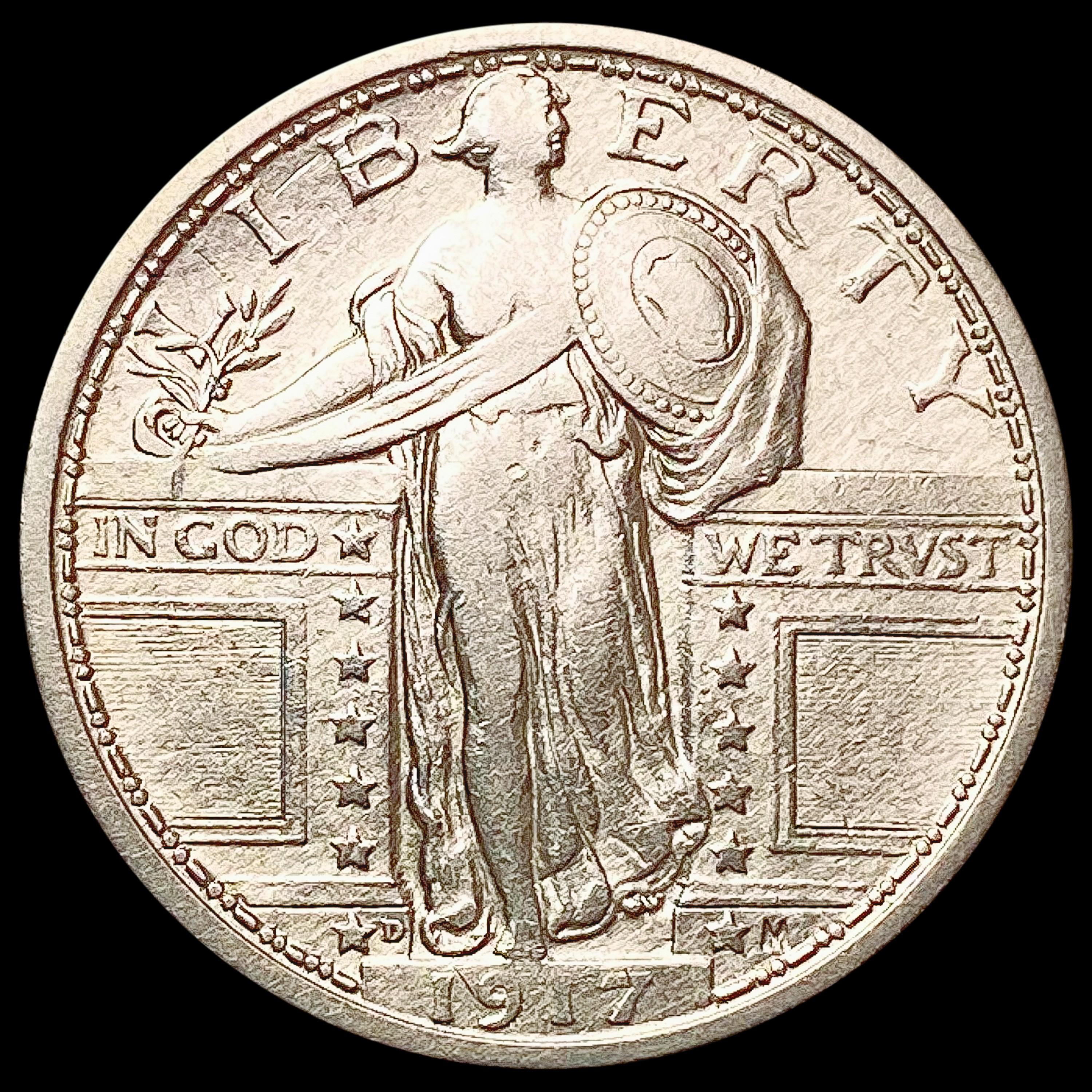 1917-D Standing Liberty Quarter CHOICE AU