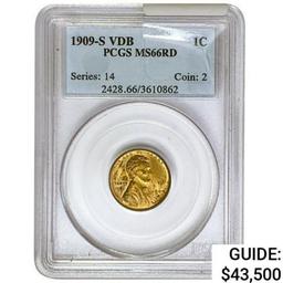 1909-S VDB Wheat Cent PCGS MS66 RD