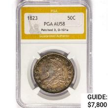 1823 Capped Bust 50C PGA AU58 Patched 3, O-101a