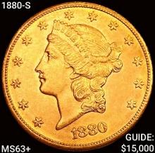 1880-S $20 Gold Double Eagle CHOICE BU+