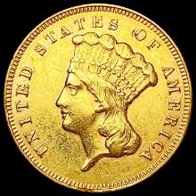 1874 $3 Gold Piece CLOSELY UNCIRCULATED