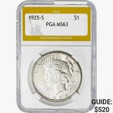 1925-S Silver Peace Dollar PGA MS63