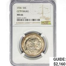 1936 Gettysburg Half Dollar NGC MS66