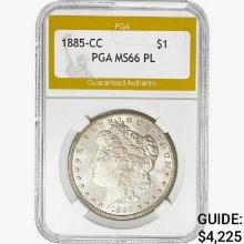 1885-CC Morgan Silver Dollar PGA MS66 PL