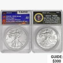 [2] 2017 & 2018 Silver Eagle ANACS PR/MS69/70