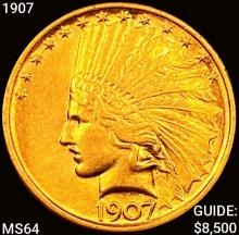 1907 $10 Gold Eagle CHOICE BU