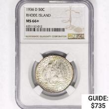 1936-D Rhode Island Half Dollar NGC MS66+