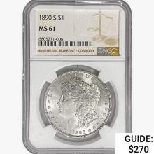 1890-S Morgan Silver Dollar NGC MS61