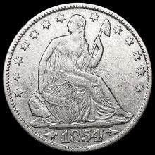 1854 Arws Seated Liberty Half Dollar CLOSELY UNCIR