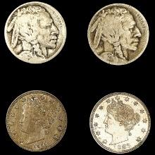 [4] (4) Varied US Nickels (1883, 1911, 1915-S, 192