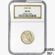 1942-S Jefferson Nickel NGC MS66