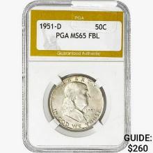 1951-D Franklin Half Dollar PGA MS65 FBL