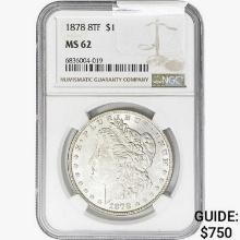 1878 8TF Morgan Silver Dollar NGC MS62
