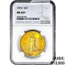 1924 $20 Gold Double Eagle NGC MS66+