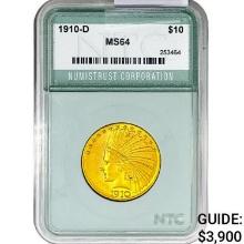 1910-D $10 Gold Eagle NTC MS64