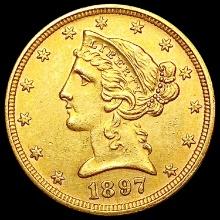 1897 $5 Gold Half Eagle CHOICE BU
