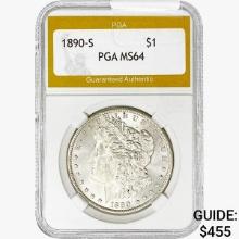 1890-s Morgan Silver Dollar PGA MS64