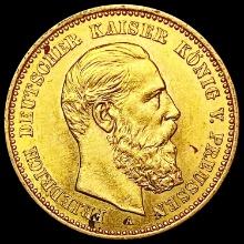 1888 Prussian Gold 20 Mark 0.2305oz CHOICE BU