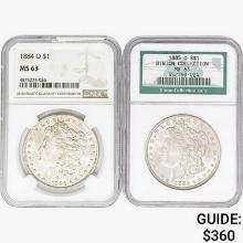 1884-O&1885-O [2] Morgan Silver Dollar NGC MS63