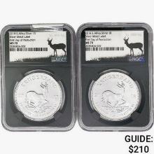 2018 [2] S.Africa 1oz. Silver Krugerrand NGC MS70
