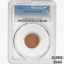 1891 Indian Head Cent PCGS MS63 RB