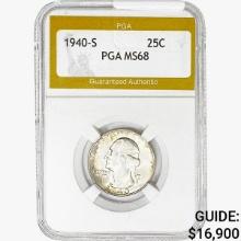 1940-S Washington Silver Quarter PGA MS68