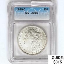 1889-O Morgan Silver Dollar ICG AU55