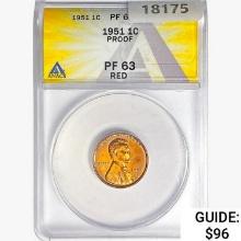 1951 Wheat Cent ANACS PF63 RED