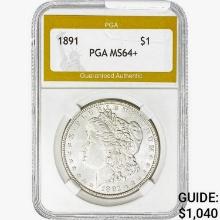 1891 Morgan Silver Dollar PGA MS64+