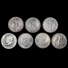 [7] Varied US Half Dollars (1935, 1936-D, 1936-S, 1942, 1946-S, 1952, 1970-S) HIGH GRADE