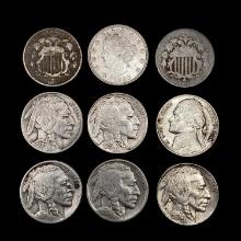 [9] Varied US SILV Nickels (1867, 1872, 1883, 1913-D, 1924-D, 1928, 1935, 1936, 1948) HIGH GRADE