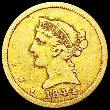 1844-O $5 Gold Half Eagle NICELY CIRCULATED