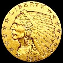1911 $3 Gold Piece CLOSELY UNCIRCULATED