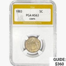 1883 Shield Nickel PGA MS63 Cents