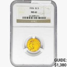 1926 $2.50 Gold Quarter Eagle NGC MS61
