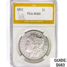 1892 Morgan Silver Dollar PGA MS60
