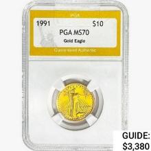 1991 US 1/4oz Gold $10 Eagle PGA MS70