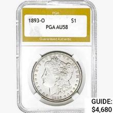 1893-O Morgan Silver Dollar PGA AU58