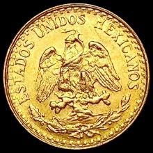 1945 Mexico Gold 2 Pesos 0.0482 UNCIRCULATED