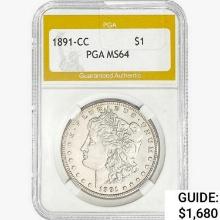 1891-CC Morgan Silver Dollar PGA MS64