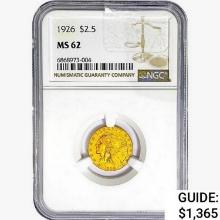 1926 $2.50 Gold Quarter Eagle NGC MS62