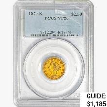 1870-S $2.50 Gold Quarter Eagle PCGS VF20